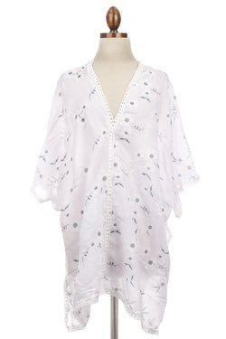 Lightweight Flower Embroidered Poncho - Custom Commodity